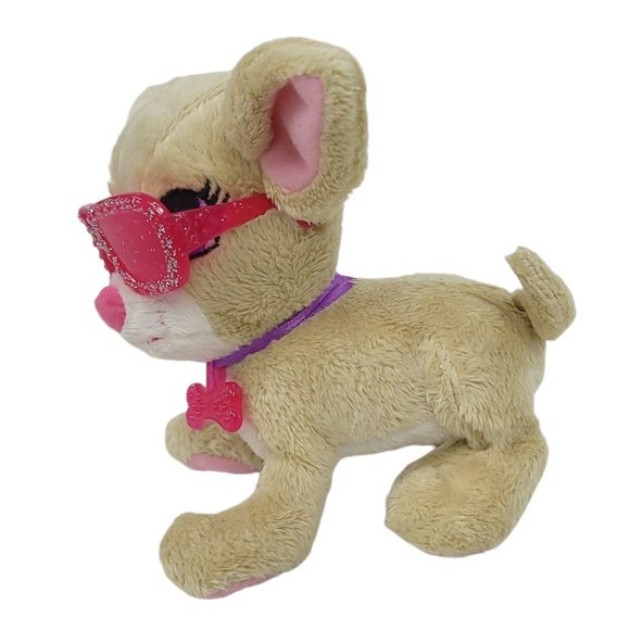 Mattel Barbie Dog Barking Puppy Plush 5" Stuffed Toy Tan Pink Sunglasses 2009 - Picture 3 of 9